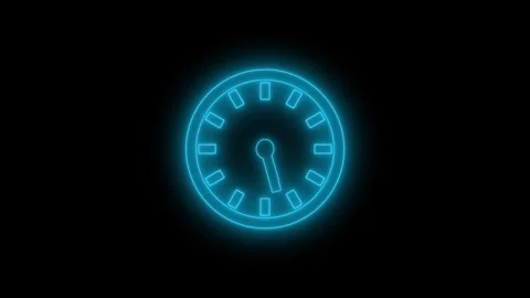 Neon Clock Hand Rotation Animation with Countdown Timer Effect Stock Footage 337017141