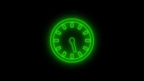 Neon Clock Hand Rotation Animation with Countdown Timer Effect Stock Footage 337017145