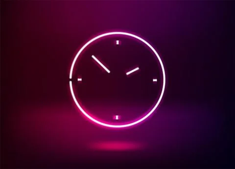 Neon clock icon. 3d vector illustration 스톡 일러스트