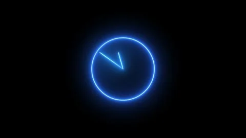 Neon clock icon animated video Stock Footage 294698209