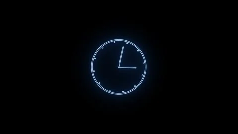 Neon Clock icon animation on the black background. Stock Footage 306557706