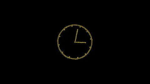 Neon Clock icon animation on the black background. Видео 306557707