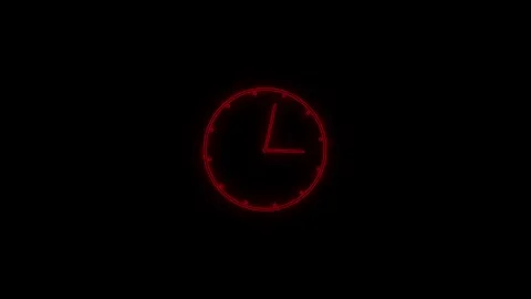 Neon Clock icon animation on the black background. Stock Footage 306557720
