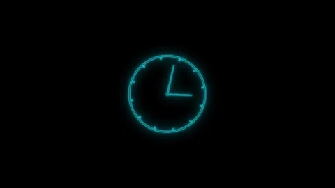 Neon Clock icon animation on the black background. Stock Footage 306557740