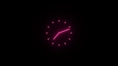Neon clock icon animation Stock Footage 302699852