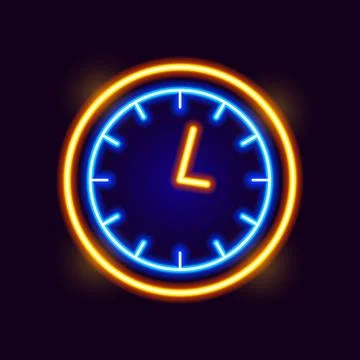 Neon Clock Icon Stock Illustration