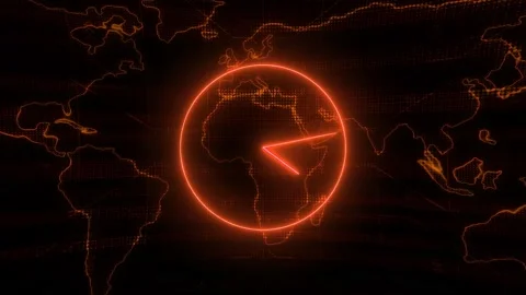 Neon clock isolated animated Stock Footage 223458709