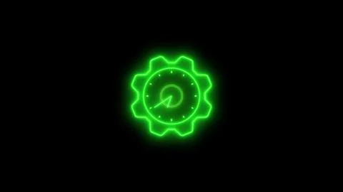 Neon clock isolated, counting down analog clock symbol, Glowing neon clock イラスト素材