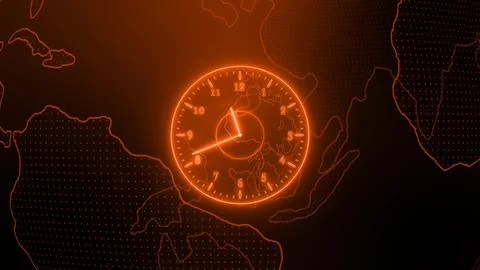 Neon clock isolated, counting down analog clock symbol, Glowing neon clock Stock Illustration