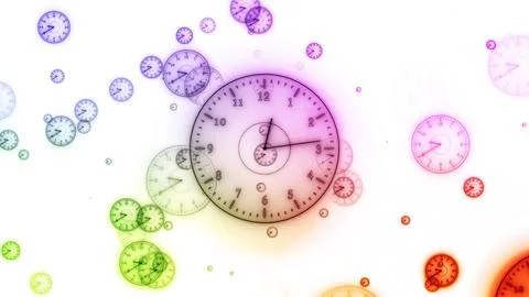 Neon clock isolated, counting down analog clock symbol, Glowing neon clock Stock Illustration