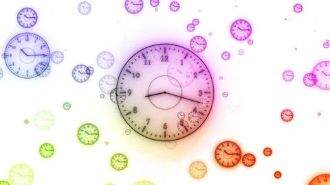 Neon clock isolated, counting down analog clock symbol, Glowing neon clock Stock Illustration