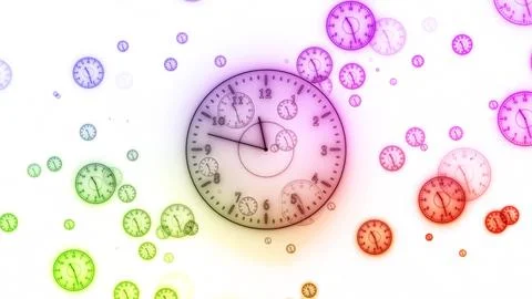 Neon clock isolated, counting down analog clock symbol, Glowing neon clock Stock Illustration