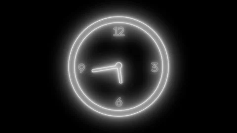 Neon Clock Isolated with Glowing Numbers Animation Vídeos de archivo 315002640