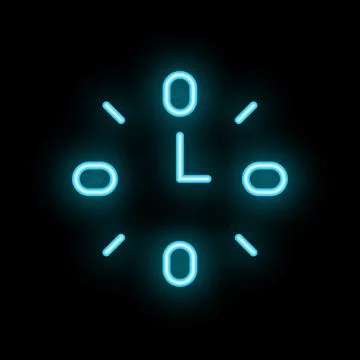 Neon clock shining on black background 스톡 일러스트