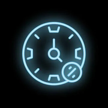 Neon clock showing half past the hour time Stock Illustration