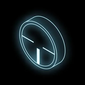 Neon clock showing six o'clock on black background Stock Illustration
