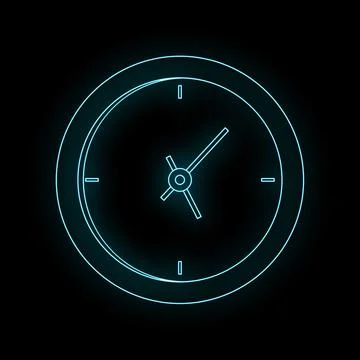 Neon clock showing time deadline countdown concept Stock Illustration