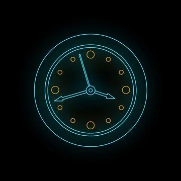 Neon clock showing time management and countdown イラスト素材