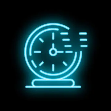 Neon clock showing time passing by fast Illustrazione stock