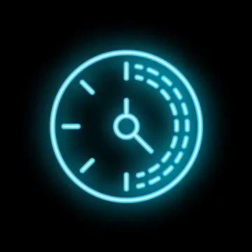 Neon clock is showing that the time is passing by Stock Illustration