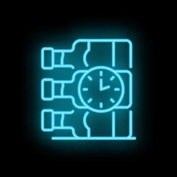 Neon clock ticking down to wine tasting event Ilustración de archivo