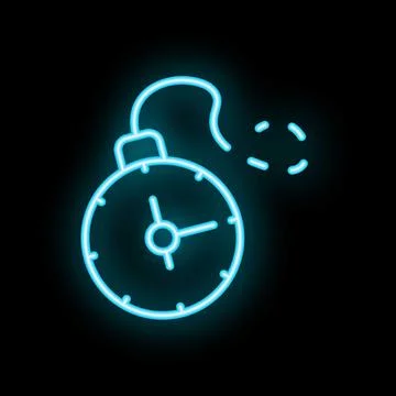 Neon clock ticking showing time passing by Stock Illustration