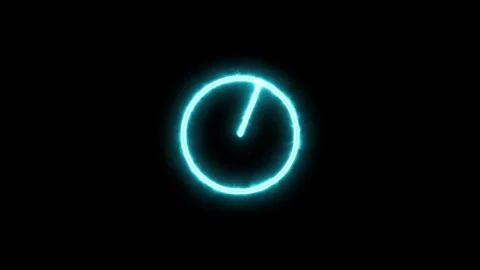 Neon clock Timer animation 4k. neon light analog clock isolated animated on.. Stock Footage 306558290