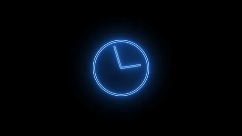 Neon clock Timer animation 4k. neon light analog clock isolated animated on.. 스톡 동영상 306558291