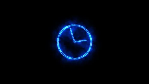 Neon clock Timer animation 4k. neon light analog clock isolated animated on.. Video stock 306558305