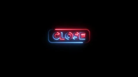 Neon Close sign Text Icon loop animation Isolated on black background Stock Footage 320893152