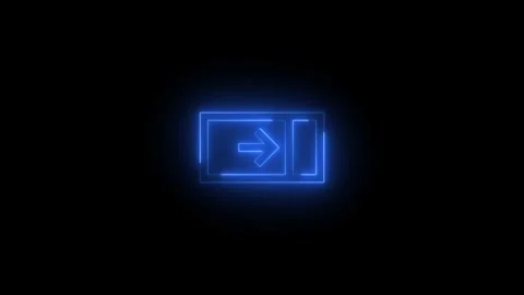 Neon closepane icon blue glowing black background animation Stockbeeldmateriaal 279366906