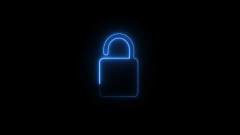 Neon Closing and opening lock icon animated video Stock Footage 310250444