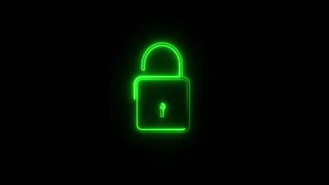 Neon Closing and opening lock icon animated video Stock Footage 310250445