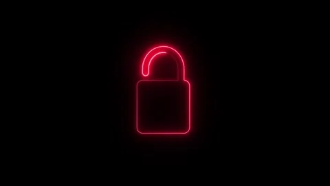 Neon Closing and opening lock icon animated video Stock Footage 310250450