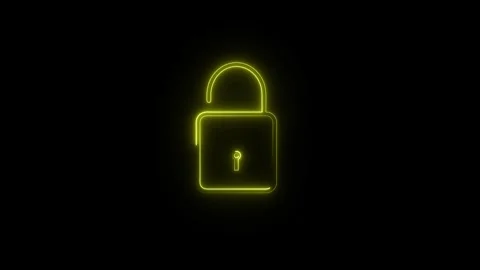 Neon Closing and opening lock icon animated video Stock Footage 310250461
