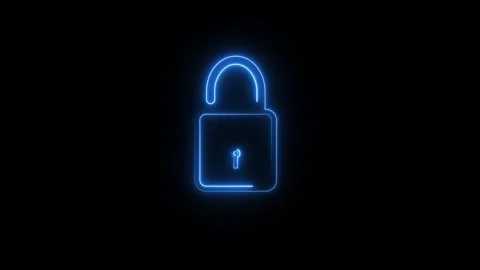 Neon Closing and opening lock icon animated video Stock Footage 310250465