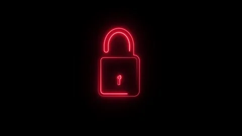 Neon Closing and opening lock icon animated video Stock Footage 310250467