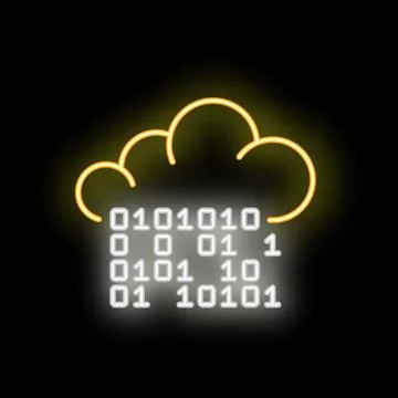Neon cloud computing with binary code illustrating cloud storage Illustrazione stock