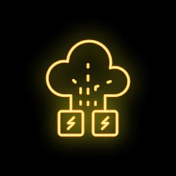 Neon cloud computing distributing energy to two devices Stock Illustration