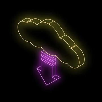 Neon cloud computing downloading data from internet server Stock Illustration