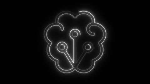 Neon cloud computing icon animation on black background digital data networ.. Stock Footage 308191368