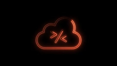 Neon cloud computing icon animation displaying a data transfer with glowing.. Stock Footage 316842819