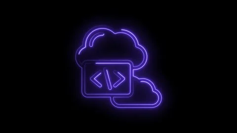 Neon cloud computing icon with code symbols digital technology abstract bac.. Stock Footage 346827317