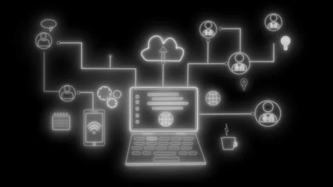 Neon cloud computing Icons Animation Stock Footage 327015070
