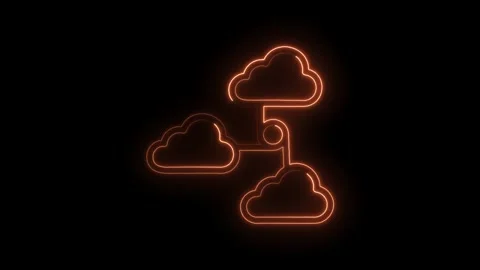Neon cloud computing network animation on black background for technology and Stock Footage 322961522