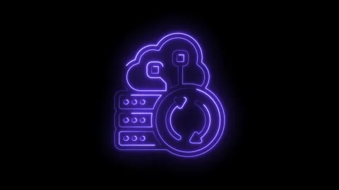Neon cloud computing storage refresh animation on dark background showing d.. Stock Footage 312307535