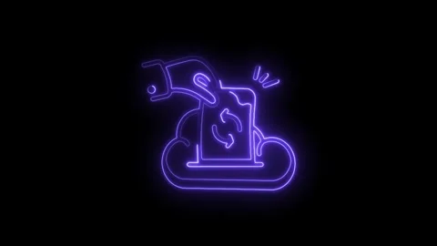 Neon cloud computing synchronization animation displaying data transfer pro.. Video stock 330779549