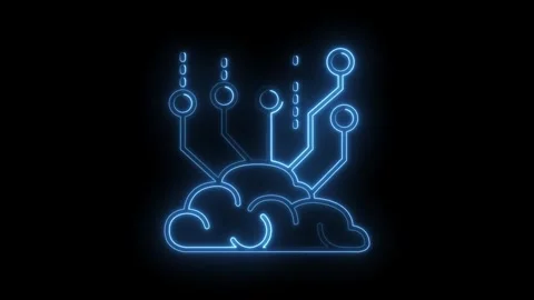 Neon cloud computing technology with nodes connection on black background a.. Stock Footage 316674763