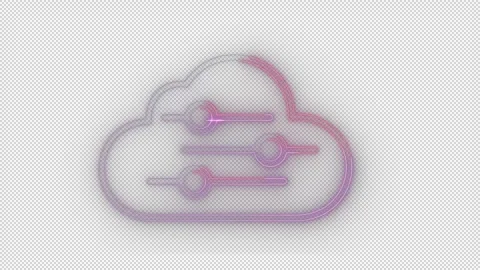Neon Cloud Data Transfer Animation Stock Footage 320498588