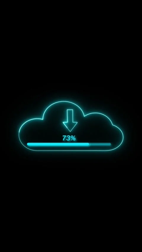 Neon cloud download progress animation vertical video seamless loop 4k glow.. 動画素材 317775717
